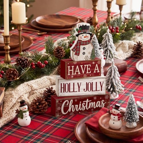 Moucuny 4 Pcs Christmas Snowman Decor Winter Table Decorations Have A Jolly - Image 5