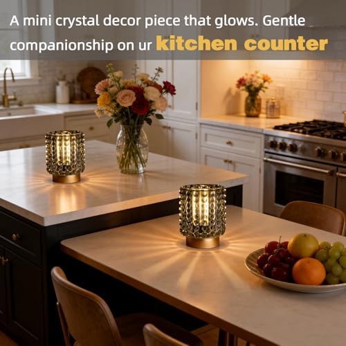 Battery Operated Lamp Timer, Small Cordless Lamp Decorative, 2 Pack Grey - Image 3