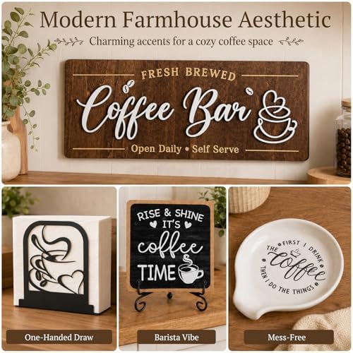 7 PCS Coffee Bar Accessories Set, Farmhouse Coffee Station Organizer Kit - Image 6