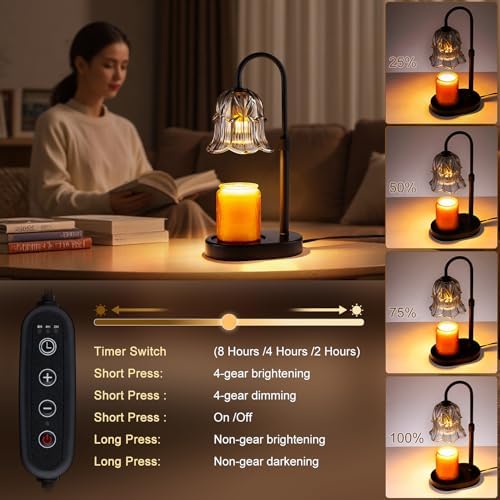 Candle Warmer Lamp Adjustable Timer Electric－ Gray Flower Shaped Wax Melting Lamp - Image 4