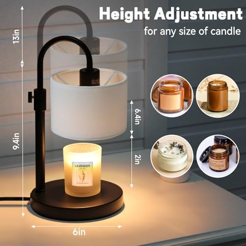 FINCMY Candle Warmer Lamp with Timer, Adjustable Height Candle Wax Warmer Candle Lamp Warmer for Jar Candles, Home Decor House Warming Gifts Compatible with Various Candles (White) - Image 4
