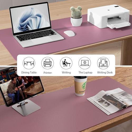 Aothia Leather Desk Pad Protector, Mouse Pad, Office Desk Mat,Non-Slip PU Leather Desk Blotter, Laptop Desk Pad, Waterproof Desk Writing Pad for Office and Home (Dark Pink, 23.6" x 13.7") - Image 5