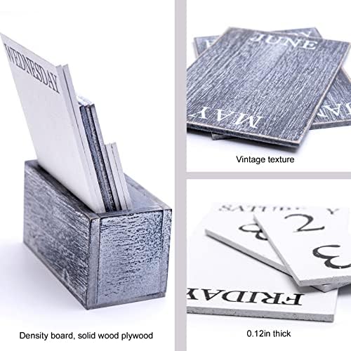 Notakia Perpetual Calendar Wooden Calendar Blocks Vintage Wood Block Calendar for Home Office Desk Accessories Week Month Date Display (Love you more) - Image 5