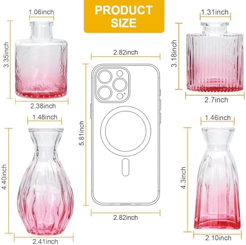 Glass Bud Vases Set of 4, Small Pink Flower Vases for Wedding Centerpieces - Image 2