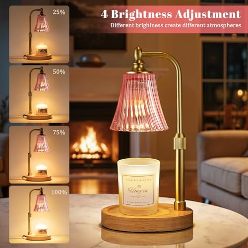 Hong-in Pink Candle Warmer Lamp with Timer Dimmable,Birthday Gifts for Women,Adjustable Height Wax Melt Warmer for Jar Candles,House Warming Gifts New Home,Ideal for Office,Dorm,Bedroom Home Decor - Image 2