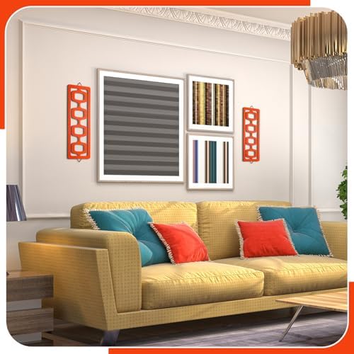 CroBlissful 2pcs Mid Century Modern Wall Art Geometric Wall Decor, Orange - Image 4