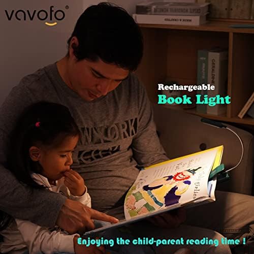 VAVOFO Rechargeable Book Light for Reading in Bed Kids, 7 LED Reading Light with 9-Level Warm Cool White Daylight, Eye Care Lamp with Power Indicator for Bookworms (Green) - Image 2