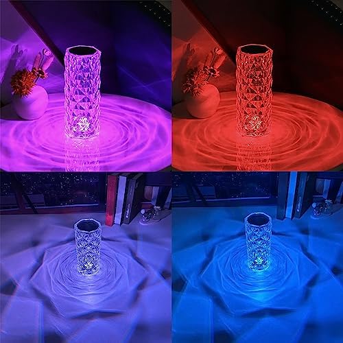 Portable Crystal Table Lamp,16 Color Touch Control Rechargeable Lamp,Crystal Bedside Lamp,Night Light,Room Decor Desk Lamp,Bedroom,Living Room,Kitchen,Dining Room Lamp(Blue) - Image 3