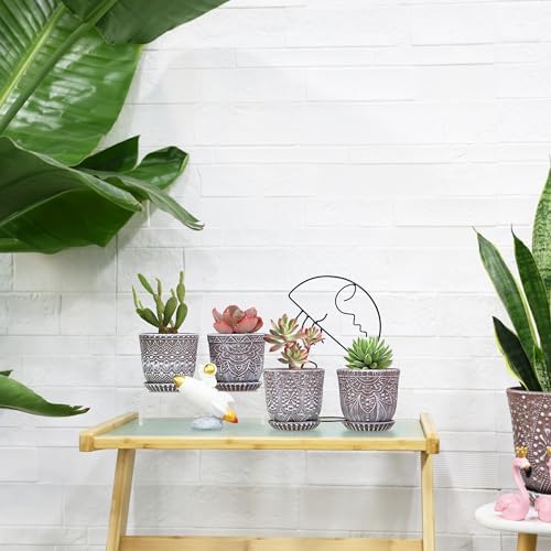 Gepege Ceramic Succulent Pots, 4 Inch Small Plant Pots with Drainage - Image 5