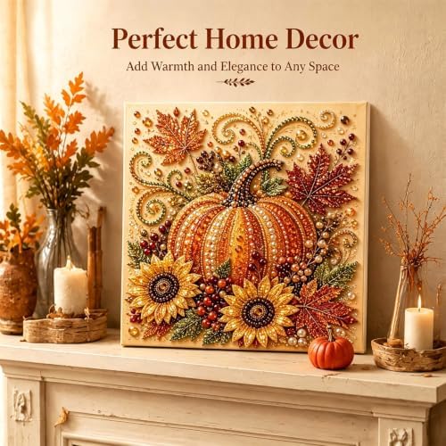 Autumn Pearl Painting Kit,Cute 5D Pumpkin Pearl Painting Crafts for Adults DIY,Fall Pearl Diamond Art Kit for Ideal Halloween Home Wall Decor, Perfect Spooky Crafts Gift for Adult - Image 5