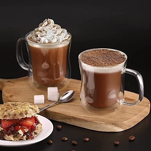ecooe 12 oz Double Walled Glass Coffee Mug Latte Cappuccino Cups Set of 2 - Image 6