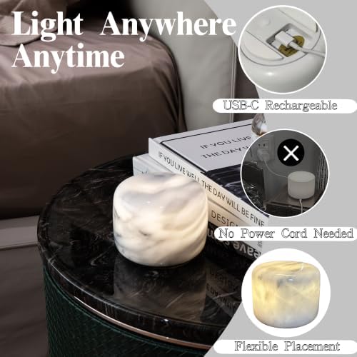 Marmor Marble Lamp Table Lamp Unique Stone Touch Lamp Pat Lamp Type-C 3 Way Bedside Lamp Ambient Light Bedroom Stands Night Light Decorative LED Warm Portable Lamp Rechargeable - Image 6
