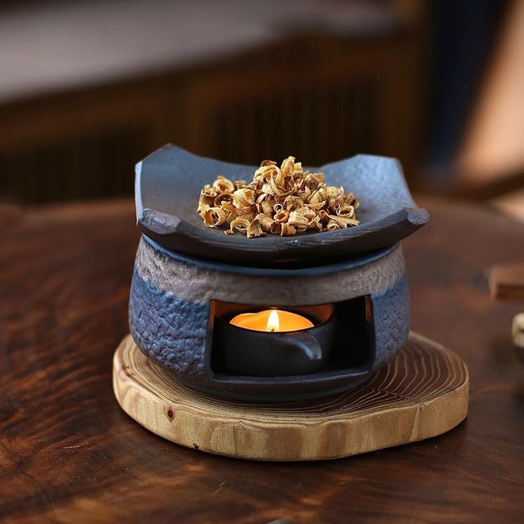 Ceramic Aromatherapy Burner — Candle Warmer for Herb, Natural Oil Fragrance Diffuser & Teapot Warmer, for Home Fragrance, Meditation, and Relaxation (D1-Tile Baking Dish) - Image 3