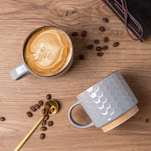 GBhome 12 OZ Stackable Coffee Mugs Set of 4, Ceramic Coffee Cups Set - Image 3