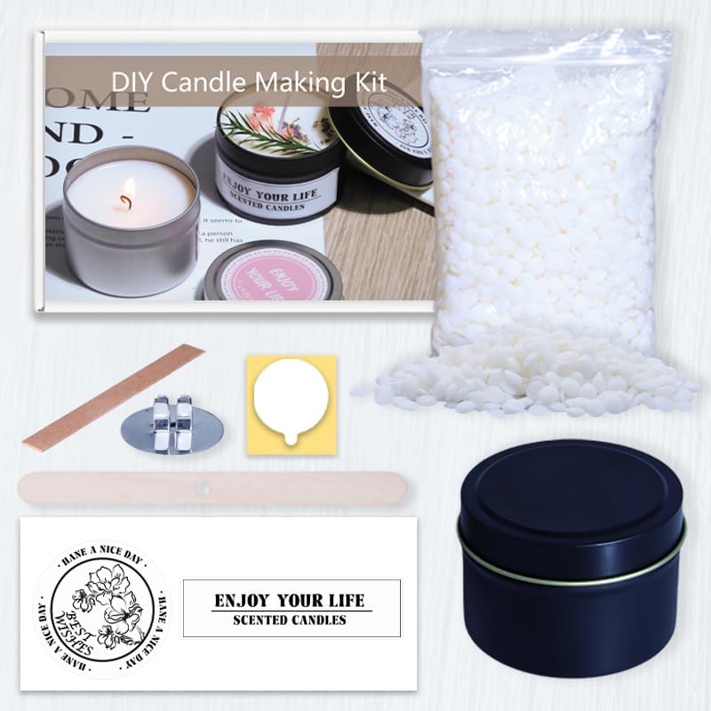 DIY Candle Making Supplies for Adults and Beginners, Including Soybean Wax, Exquisite Stickers, Candle Jars, Wicks, and Homemade Candle jar Sets with Essential Oils. by Unknown