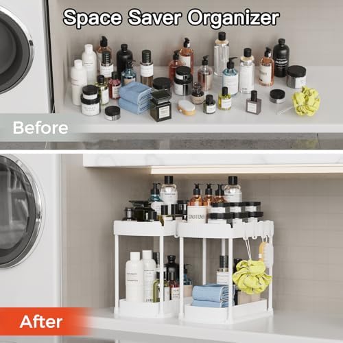 2 Packs Under Sink Pull-Out Storage Organizers, 14.8 Inches, White - Image 5