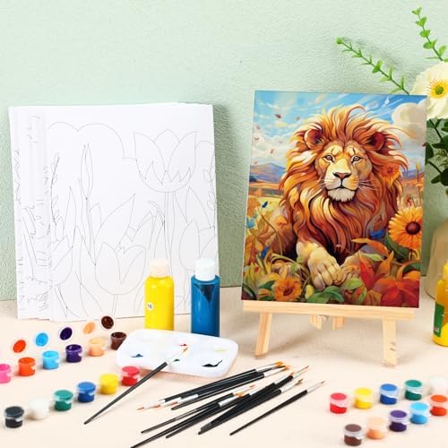 Dinifee 6 Pack Pre Drawn Canvas for Painting Pre Printed Canvas Kit 8 x 10 Inch Stretched Cotton Paint and Sip Set for Adults Couple Party Graduation Summer Date Night(Mixed Style) - Image 2