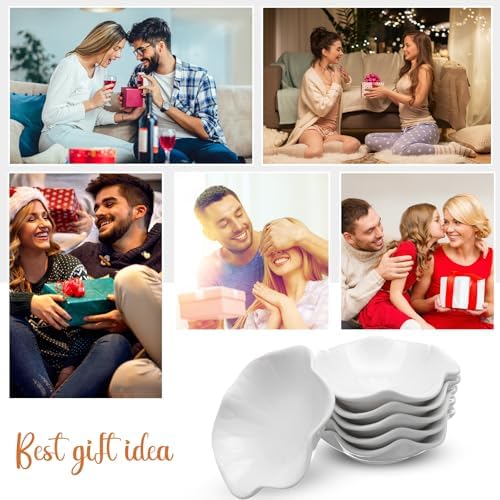 Shappy 6 Pcs White Ceramic Jewelry Dish Trinket Tray Ring Holder, Flower - Image 7