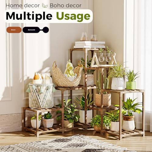 Bamworld Plant Stand Indoor Corner Plant Shelf Outdoor for Multiple Plants - Image 3