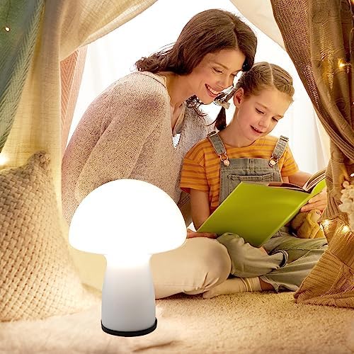 NOTOC Mushroom lamp,Dimmable Glass Table Lamp,Vintage Style Table Lamp,White Bedside Desk lamp,Cute Table Lamps.（LED Bulbs Included） - Image 5