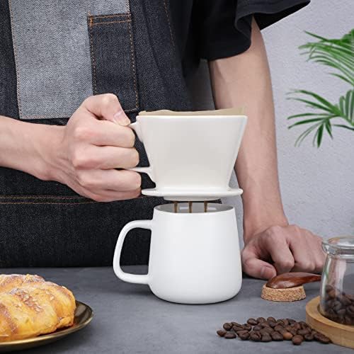 Segarty Pour Over Coffee Maker, Single Cup White Ceramic Coffee Dripper, Size No.2 Reusable Filter Cone Drip Holder Slow Brewer with 3 Holes Flat Bottom for Home, Office, Travel, Camping - Image 6