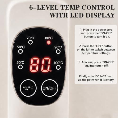 KEARLGMBH Electric Wax Melter with LED Display, Candle Making Kit for Adults，Wax Melt Warmer with 6 Level Temp Control, Large Capacity Wax Melting Pot, Candle Making Supplies - Image 2