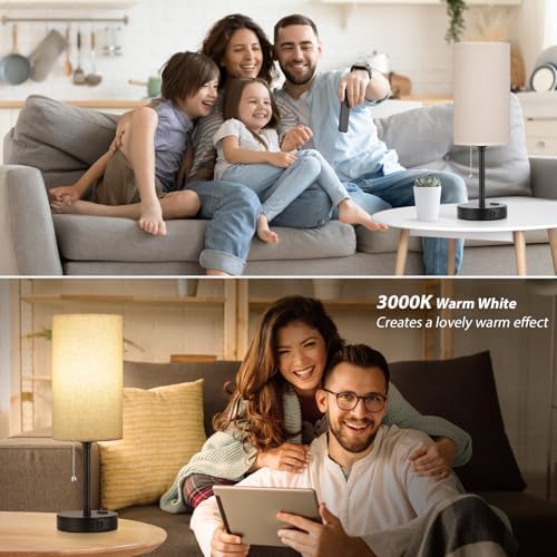 17in Bedside Table Lamp for Bedroom, Desk Lamp with USB Ports for Dorm - Image 5