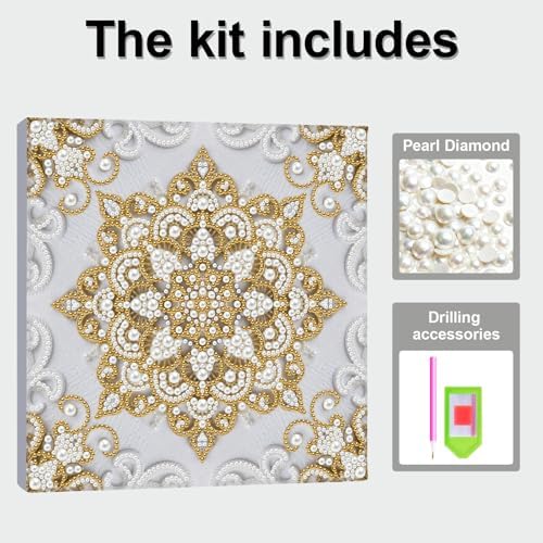 Pearl Art Kits Painting for Adults, DIY Mindfulness Therapy with Framed Canvas and Tools, Beginner Wall Decor-Mandala03 - Image 7