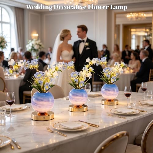 Blue Bellflower Flower Lamp, Rechargeable Cordless LED Floral Table Lamp - Image 5