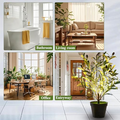 Artificial Olive Tree Lamp, Faux Olive Tree and Fruits Artificial Plant Twinkling Tree for Office House Living Room Bedroom Stairs Foye Coffe Shop Store Home Decor, Christmas Birthday Gifts for Women - Image 5