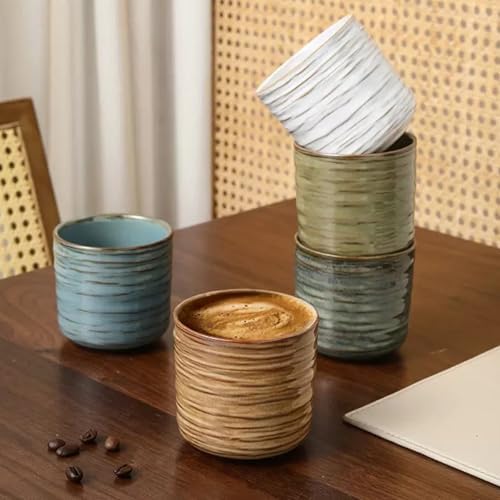 Vintage Ceramic Mug, Japanese Tea Cup 6oz Cup No Handle Drinking Cup for Espresso, Cortado, Matcha, Green Tea, Microwave and Dishwasher Safe, Kiln Transformation Cup (Vintage Brown) - Image 5