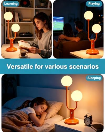 Lightdot Orange Table Lamp Dimmable Vintage Globe Lamp G9 2 Bulbs Included - Image 2