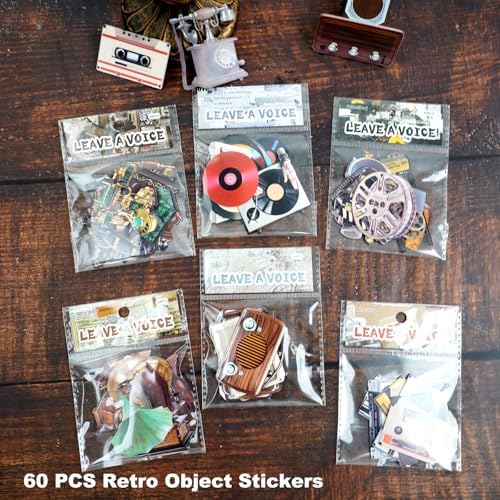 60 Pcs Vintage Media Stickers for Scrapbooking and Journaling - Image 2