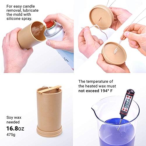 Candle Molds for Candle Making Cylinder Shaped - Height: 5.1 in, Width: 2.7 in - Wax Melt Molds for Crafts - Candle Wax Molds – Candle Making Supplies - Image 3