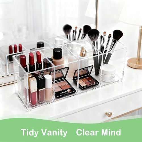 elysolpluv Clear Acrylic 4-Compartment Organizer Box, Small (7.9" × 2.7" × 3.5") – Handcrafted, Eco-Friendly, Minimal Packaging Compact Storage Organizer - Image 5