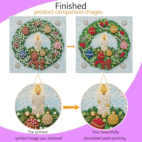 Framed Button Art Kit 11.8" DIY Mosaic Craft for Adults(Christmas Wreath) - Image 3