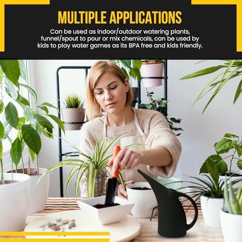 KP Kool Products Watering Can 1/2 Gallon - Small Watering Can for Indoor Plants - Outdoor Watering Can - Black Plant Waterer - Plastic Watering Can for Garden - 1 Pack - Image 3