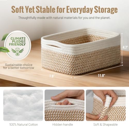 5 Pack Small Woven Storage Baskets for Shelves, Gift Baskets Empty - Image 3