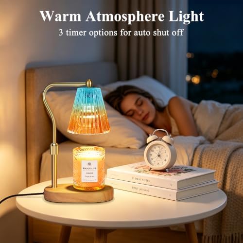 seenlast Blue Red Candle Warmer Lamp with Timer Dimmer Adjustable Height,Mothers Day Gifts,Electric Wax Warmer Vintage Home Decor for Scented Jar Candles,Birthday Gifts for Women - Image 4