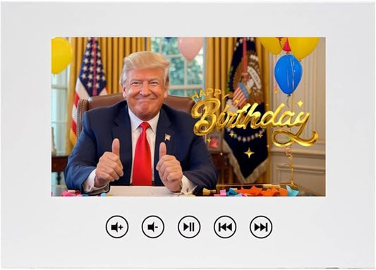 SLIDY Donald Trump Funny Birthday Video Greeting Card with Message from a Famous American President – Personalized Video Birthday Gift for Men and Women, Unique Universal Birthday Present for Him or Her, Memorable Celebration Keepsake