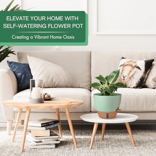2 Pack 10 inch Self Watering Planters, PP Plastic Plant Pots for Outdoor - Image 2