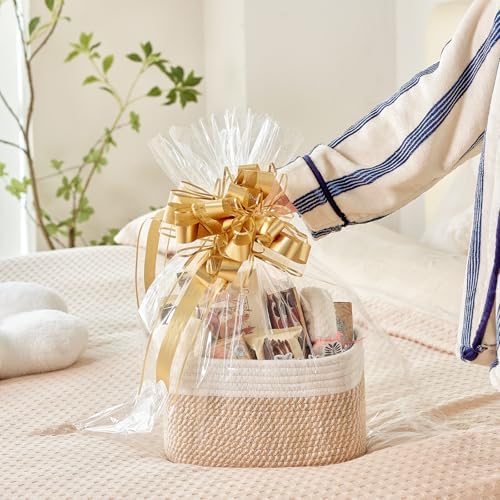 R RUNKA Small Cotton Rope Basket – Storage Bin for Organizing (10.6" x 6.7" x 6.7"), Bathroom Storage Basket for Shelf, Counter & Closet（White & Mixed Grey） - Image 3