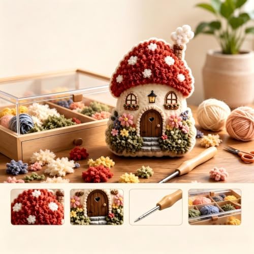 Whimsical Village 3D Fabric Poke Art Kit,Adult Creative Fabric Craft Set F - Image 6