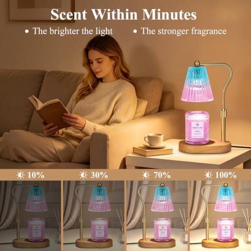 seenlast Purple Candle Warmer Lamp with Timer Dimmer Adjustable Height,Mothers Day Gifts,Electric Wax Warmer Vintage Home Decor for Scented Jar Candles,Birthday Gifts for Women - Image 5