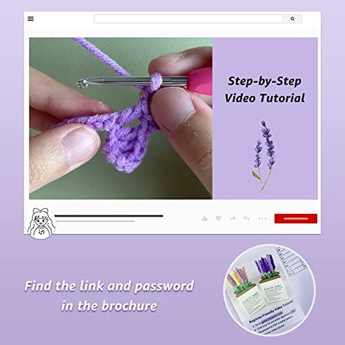 Lily's Lyric Flower Crochet Kit | Lavender Flower with Paper Bag| Step-by-Step Video Tutorial for Adults Teenagers | Craft Gift Idea DIY Home Decoration Purple - Image 4