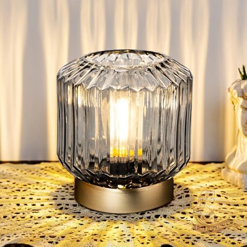 MJ PREMIER Battery Operated Lamp, Small Cordless Lamp with Timer Grey by MJPREMIER