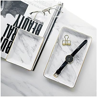 SOCOSY Marble Ceramic Ring Dish Jewelry Dish Ring Holder Jewelry Tray Organizer with Golden Edged Home Decor Wedding Gift (Marble, Medium) - Image 5
