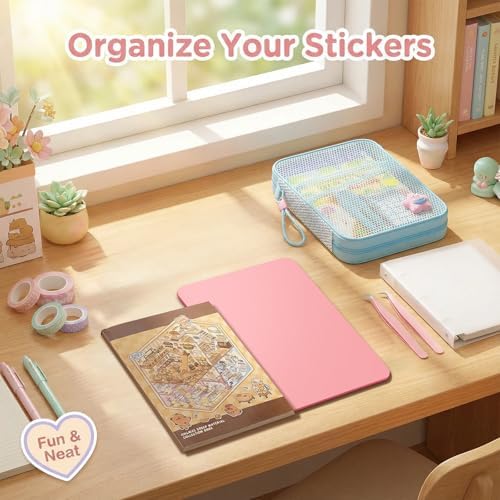 8-in-1 Sticker Storage & Organization Kit for Adults — 3D Scene Book, Storage Album, Mesh Bag, Double-Sided Mat, Tweezers & Tools, Scrapbook & Journal Set - Image 4