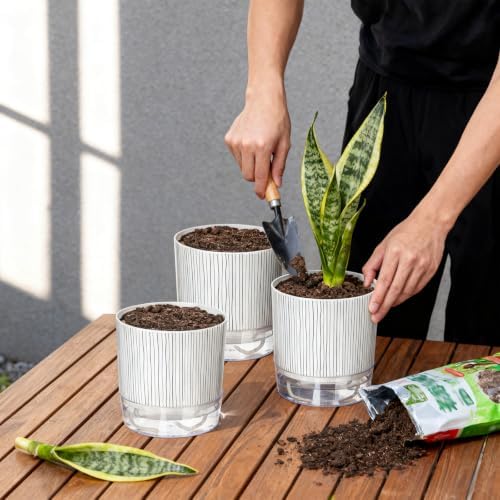 3 Pack Self Watering Pots Set, 4 Inch Self Watering Pots for Indoor Plants - Image 7