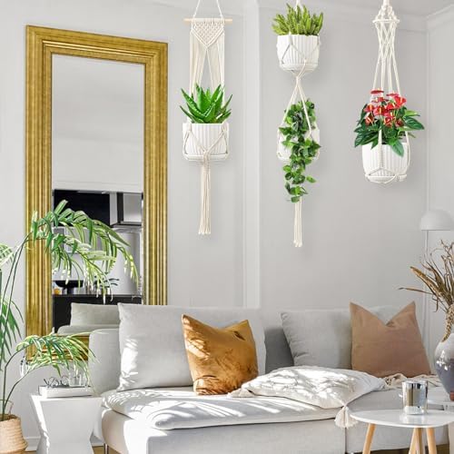 SFENNGPET Macrame Plant Hangers, 6Pack Hanging Planters for Indoor Plants - Image 3